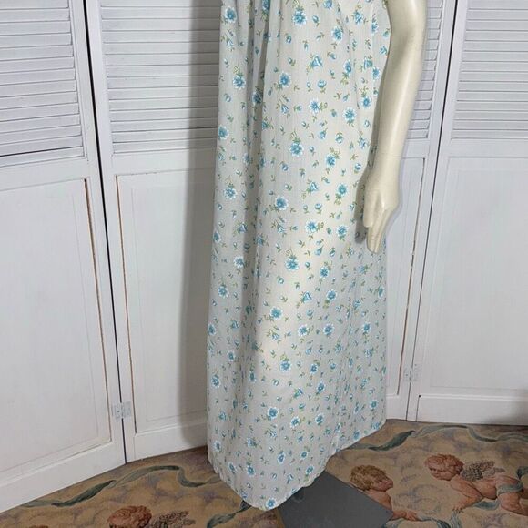 Vintage Amy Sue Blue Floral Prairie Long Sleeveless Nightgown Size Medium - Picture 12 of 15